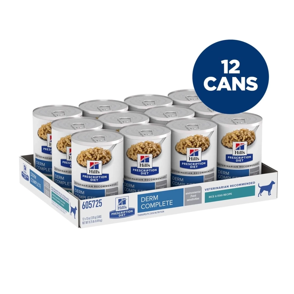 Hills-dog-canned-Food-Sensitivites-Derm-Complete-Rice&amp;Egg-13ozx12