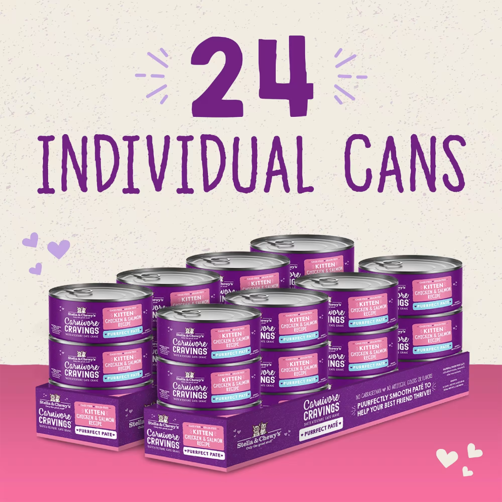 S&amp;C_cat_canned_kitten_Caruivore_Cravings_Pate_chicken_salmon_pate_5.2ozx24_1