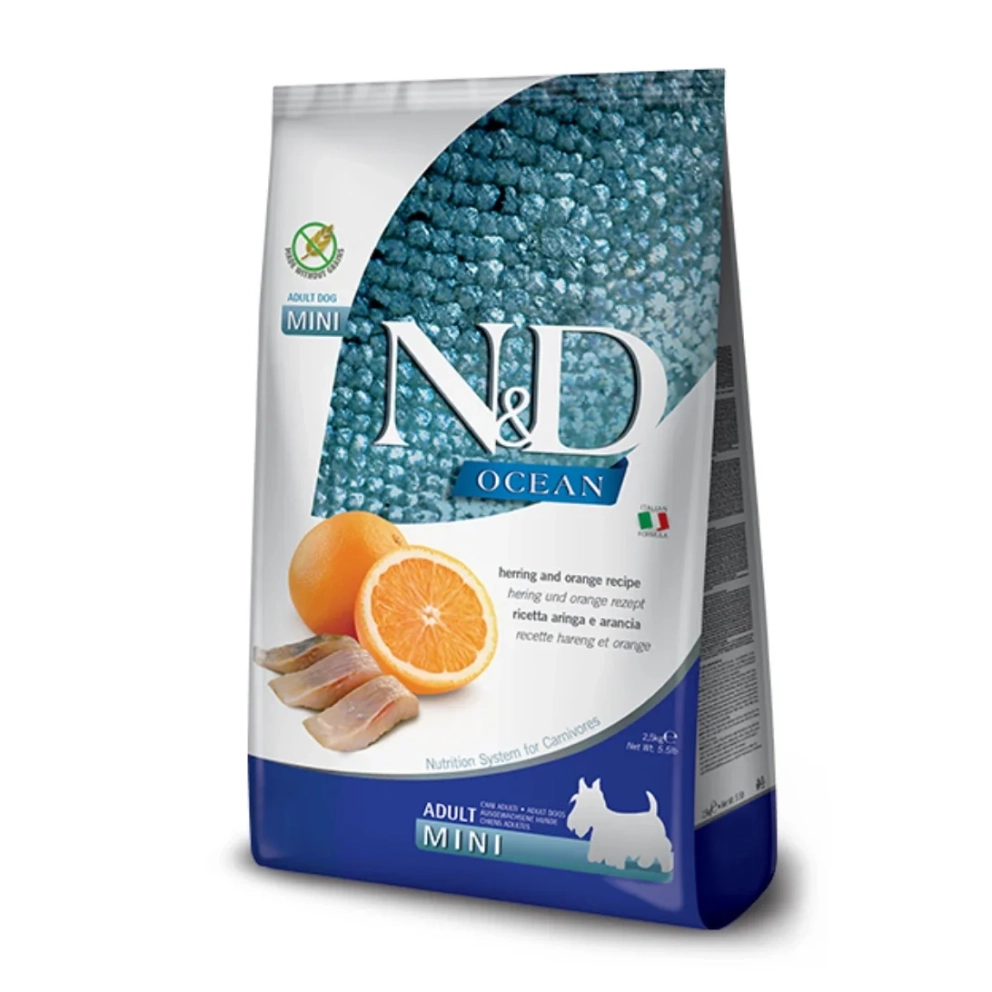 Farmina-ND_dogs_dry_OceanGrainFree_MiniAdult_Fish_Orange_2.5&amp;7kg_1