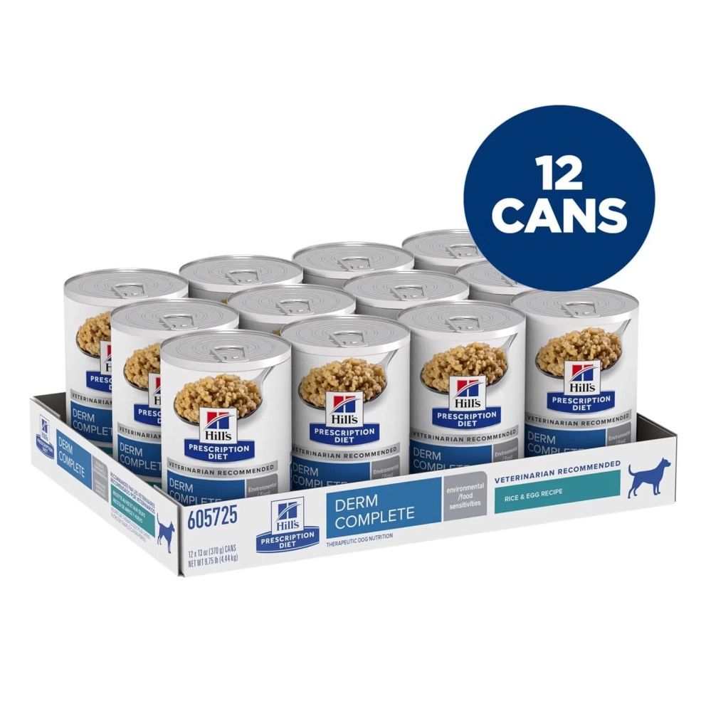 Hills-dog-canned-Food-Sensitivites-Derm-Complete-Rice&amp;Egg-13ozx12